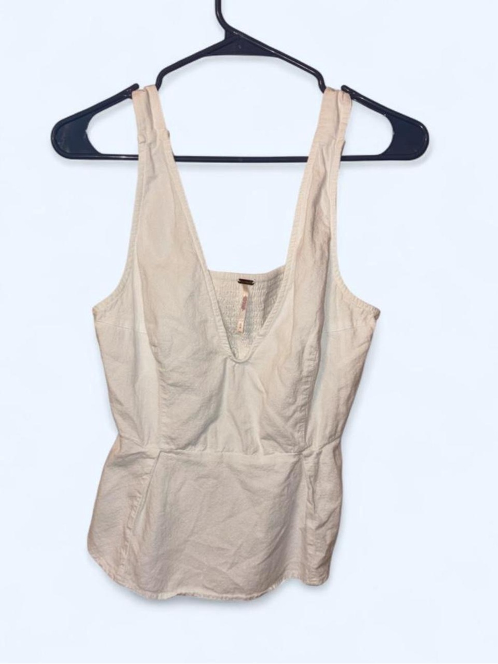 Free People 100% Cotton Babydoll Tank Top with Adjustable Button Straps